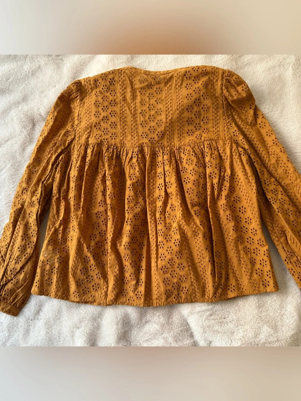 NWT Madewell Eyelet Double-Tie Blouse Carrot Cake Size S